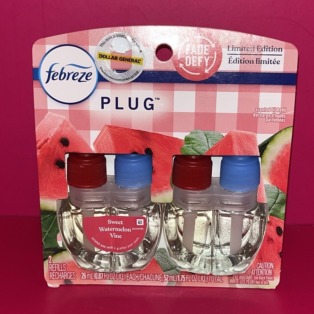 Febreze Plug Scented Oil Air Freshener‎ Refill, Sweet Watermelon Vine, 2ct